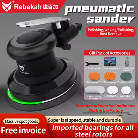 Rebekah R5G 5inch Pneumatic Orbital Sander Air Polisher 125mm Air Vacuuming Eccentric 5mm Grinding M