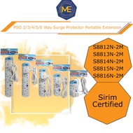 SIRIM PSO 2, 3 , 4 , 5 , 6 Way Surge Protector Portable Extension Trailing Socket (2M) Extantion Plu