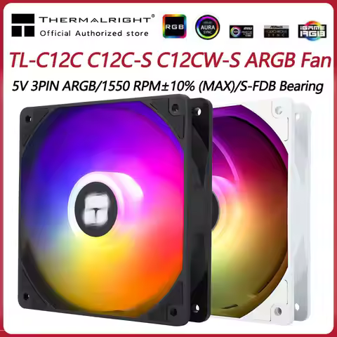Thermalright TL-C12C 120mm Cooling Fan 5V 3PIN ARGB pc gamer Adjust Speed Cooler argb Adjustable com