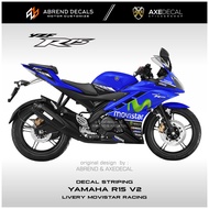 STRIPING R15 V2 MOVISTAR YAMAHA R15 V2 MOTORCYCLE STICKER/ CUSTOM VARIATIONDesign STOCK DECALS
