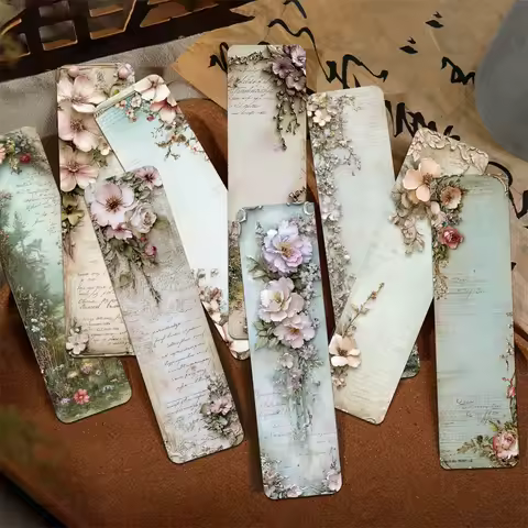 30pcs Stereoscopic Vintage Landscape Wallflower Bookmarks Students Message Index Paper Cards Handboo