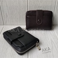 [Dk DKR05] Card Wallet, Zippered Money Wallet, Leather Card Pouch Wallet