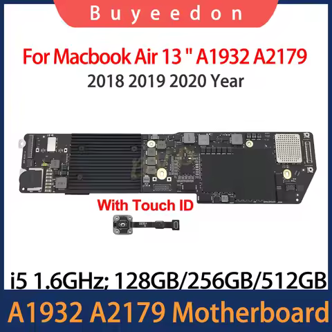 Original A1932 A2179 Motherboard with Touch ID for Macbook Air 13" 2018 2019 2020 Year