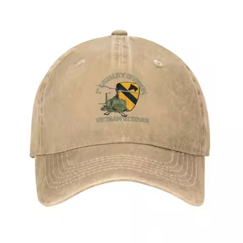 1st Cavalry Vietnam - UH-1 Gunship Baseball Caps Washed Denim Hats Outdoor Adjustable Casquette Stre