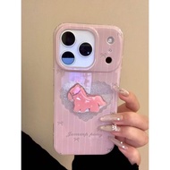 Cute Girl Pink Plaid Hollow Love Pony Suitable for ihone17promax16pro Phone Case 15