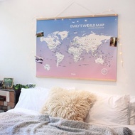 世界地圖-專屬訂製實木框海報-輕柔粉(客製化禮物 生日禮物)