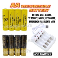Battery AA Rechargeable 700mAh NI-CD 1000mAh NI-MH USB Charger Bateri Kereta Kontrol RC