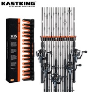 KastKing Patented V15 Vertical Fishing Rod Holder-Wall Mounted Fishing Rod Rack, Store 15 Rods or Fi
