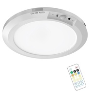 Rechargeable Motion Sensor Ceiling Light Magnetic Lamp with 3 Dimmable Color Remote Control