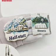 1pc 3D Stereo Fridge Magnet - Hallstatt Lake View + Slovenia Castle, Personalized Travel Souvenir Fr