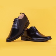 StepPro รองเท้าคัชชูหนังแท้ หัวแหลม แบบทางการ ผูกเชือก พื้นยางแท้กันลื่น กันน้ำมัน สีดำ Oxford Shoes Code 237 New