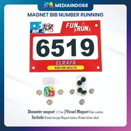MAGNET BIB NUMBER/ BIB Race Marathon Magnet/ Magnetic Button BIB Number Running. (1 set of 4 pcs) Bi