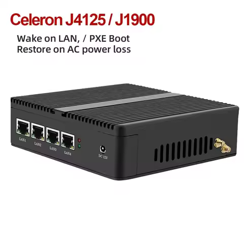 Firewall Router Pfsense Fanless Mini Pc Celeron J1900 J4125 4 Core 4 Lan Gigabit 10 Linux Openwrt In