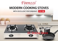 Firenzzi 2 Burner Gas Stove Dapur Gas FS-148 (4.8kW + 5.3kW)(Tempered Glass Top & Free Standing)