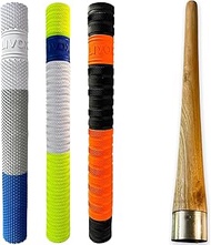 LIVOX Rubber Cricket Bat Grips Mix Texture Design With Wooden Grip Cone, Bat Handle Grip for Cricket