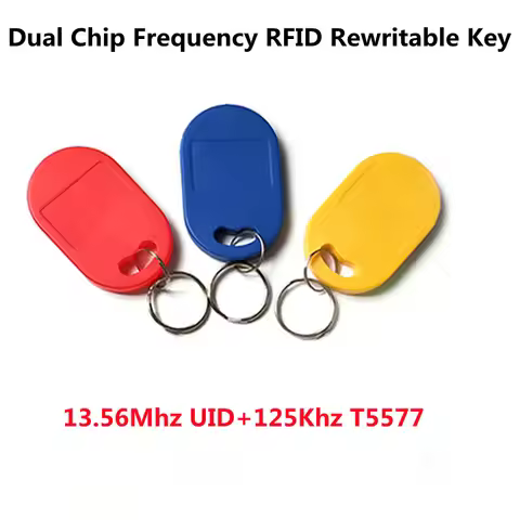 5PCS IC ID Dual Chip Rewritable Key 125Khz T5577 Copy Badge 13.56Mhz 1K S50 NFC Clone Token RFID Pro