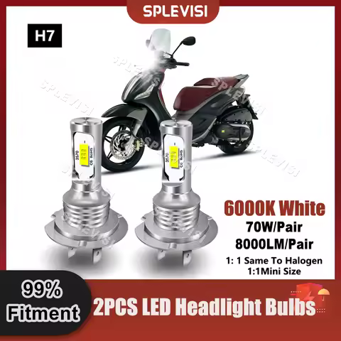 SPLEVISI H7 LED Headlight Bulbs 360 Degree Beam 9V-24V 8000LM/Pair For Piaggio BV 350 2012 2013 2014