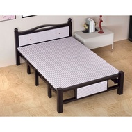 Folding Bed Single Double Bed Adult Installation-Free Simple Folding Bed Iron Rack Accompanying Multifunctional Foldable Bed