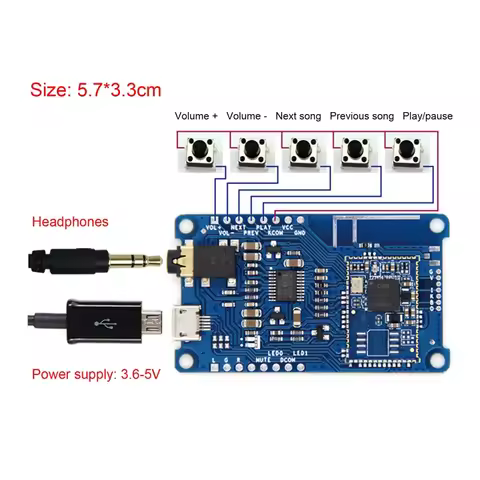 CSR8675 Bluetooth V5.0 Decoder Board PCM5102A Low Power Consumption Support /-LL/-HD-A22U