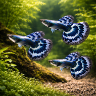 ฟรีอาหาร ปลาสวยงาม guppy สีน้ำเงินม่วง เกรดส่งออก เลี้ยงง่าย ตู้ปลา อ่างบัว fish