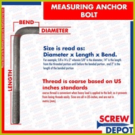 ➹ ➕◬ ➤ 1SET A307 4140 BI Anchor Bolt with nut and washer | L Bolt | Hook Bolt for Concrete Screw De