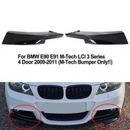 2Pcs Gloss Black Front Bumper Side Splitter For BMW E90 E91 M-Tech LCI 3 Series 4 Door 2009-2011 M-T
