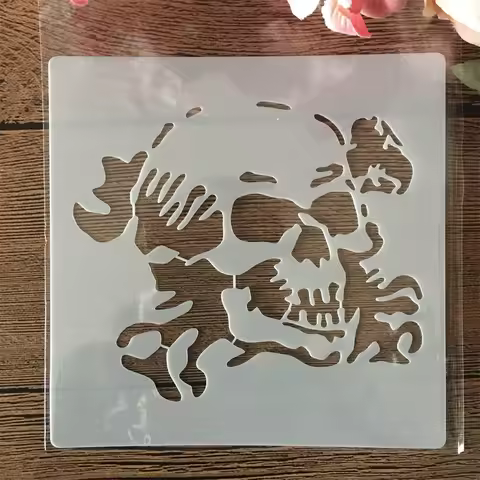 13*13cm Skull Ghost Head DIY Layering Stencils Wall Painting Scrapbook Coloring Embossing Album Deco