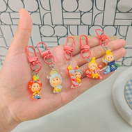 Red Buckle N56 Christmas Star Pendant Red Cartoon Cross-Dressing Cute Little People Keychain Sweet i