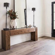 Entryway Decor Vintage Wall-Mounted Solid Wood Console Table Living Room American Style Side Table L