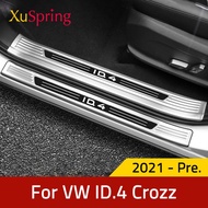 Car Scuff Plate Door Sill Trim Welcome Pedal Accessories For VW ID.4 ID4 X Pro Crozz 2021 2022 2023 