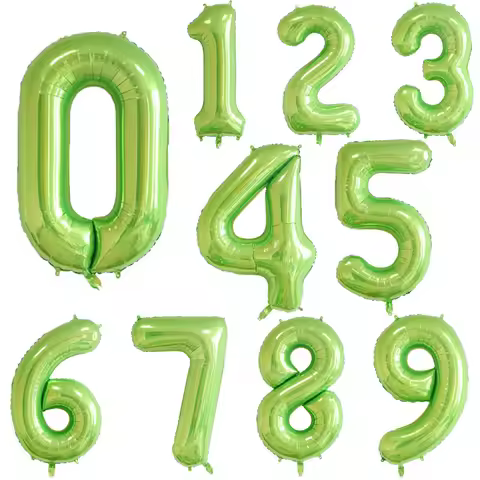 Digital Aluminum Foil Balloon for Kids, Birthday Party Decoration, Safari Wild One, Green Number, 0,