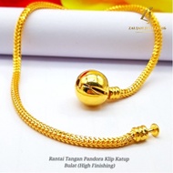 RANTAI GELANG TANGAN PANDORA KLIP BULAT EMAS 916/22K GOLD BRACELET