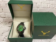 ((全新)) DEERFUN 黑色鋼帶帶日期 綠水鬼手錶