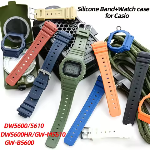 Silicone Strap + Watch Case Mod Set For Casio G-Shock DW5600 DW5610 DW5600HR GW-M5610 GW-B5600 Sport
