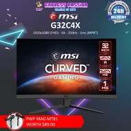 MSI G32C4X 1920 x 1080 (FHD) 32'' VA 250Hz 1ms FreeSync Curved Widescreen Gaming Monitor