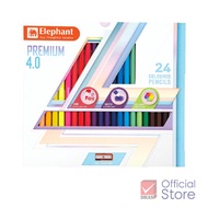 Elephant สีไม้ ดินสอสีไม้ แท่งยาว พรีเมี่ยม 4.0 24 สี จำนวน 1 กล่อง