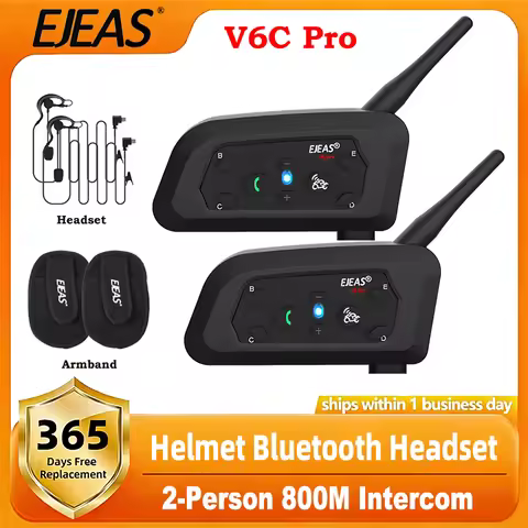 EJEAS V6C Pro Professional Football Referees Helmet Bicycle Intercom Headset Bluetooth Judge Ear Int