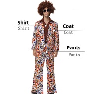 70s Hippie Costume Set Halloween Vintage Party Adult Mens Womens Couples Dress Skirt Top Hat Bohemia