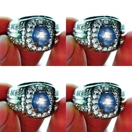 Cincin Akik Natural Blue Sapphire Star Ceylon Top 6 Ray Star Ceylon