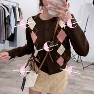 [auth 100%] Whoau Cardigan with Argyle pattern [Cali]
