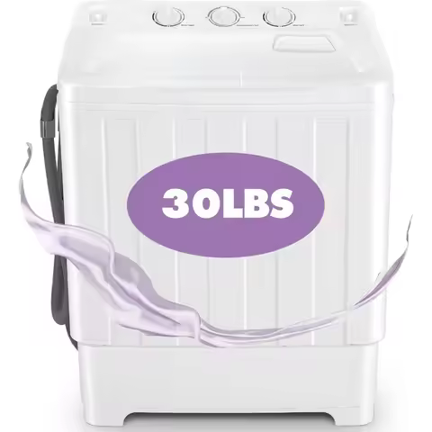 Portable Washing Machine 30Lbs Capacity Twin Tub Compact Laundry Machine with 19Lbs Washer and 11Lbs