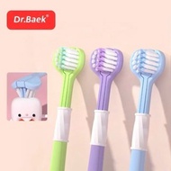 3-sided toothbrush for children 3-12 years old, set of 2 with super funny smiley face shapes