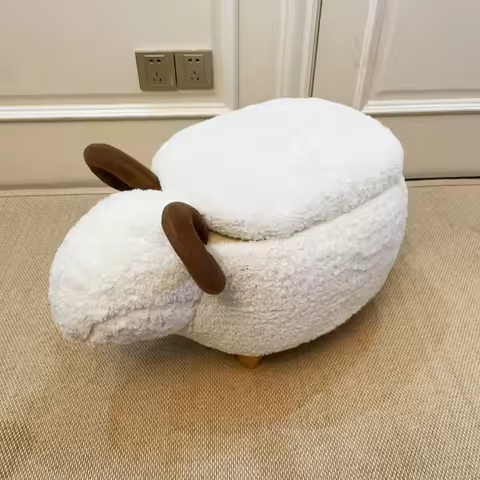 Sheep Storage Stool Animal Ottoman Footrest Stool/Padded Seat with Vivid Adorable Animal-Like Featur