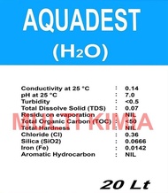 Aquadest / Aquades / Distilled Water / Air Suling - 20 Liter
