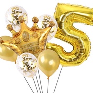 Children's Birthday Golden Crown Aluminum Film Number Balloon Set Decoration Party Balloon Package 1