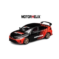 MOTORHELIX 1:64 Diecast Honda Civic TYPE R FL5 GREY / ADVAN / HKS WHITE