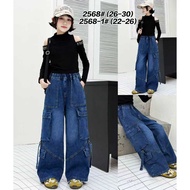 SJ KIDS Wholesale/ 2568(26-30) Girls' cargo jeans/ 8-12 years / price per 5 pieces