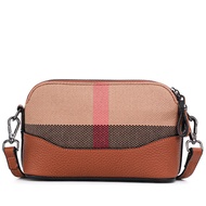 AIDRANI  Versatile Women Shoulder Bag High Quality Stripes Plaid Canvas Leather Female Messenger Bag