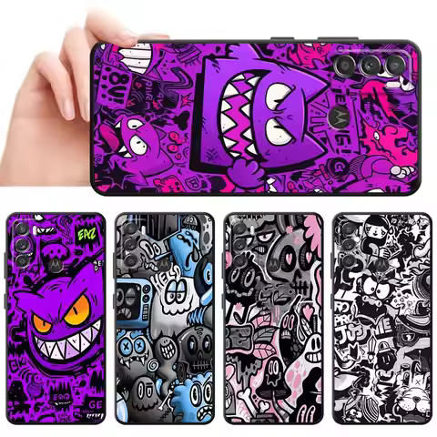 Purple Graffiti Monster Soft Case for Motorola Moto G51 G60S G71 G22 G52 G72 G53 G73 Edge 20 30 40 P