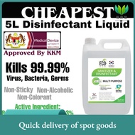 Ready Stock,siapKKM APPROVED ECO•VER 5L Disinfectant Liquid Nano Mist Sanitizer 5L Liquid Disinfecti